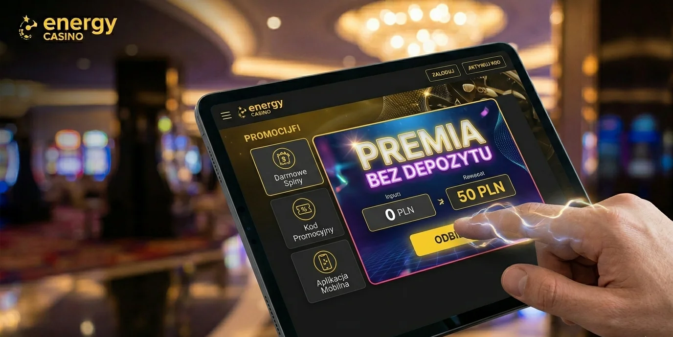 Bonus bez depozytu Energy Casino w wysokości 50 PLN na ekranie tabletu